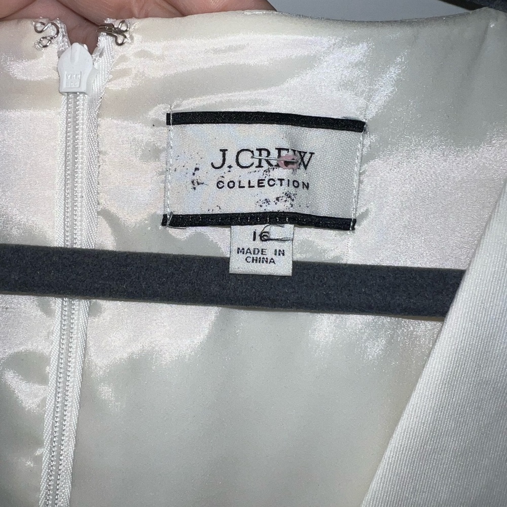 J.Crew Collection Women Cutout Puff-Sleeve Cotton Ivory White Dress Sz 16 - Picture 9 of 14